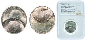 Cuba First Republic 1953 25 Centavos (José Martí) Silver (.900) Philadelphia Mint NGC MINT ERROR MS 65 Struck 50% Off Center KM 27 Y 21 Schön 25