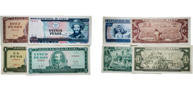 Cuba Second Republic 1968 - 1991 Banknotes (Lot with 4 Banknotes) Paper AU