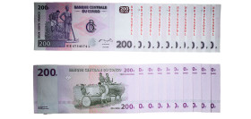 Democratic Republic of the Congo Democratic Republic of the Congo (1997-date) 2000 200 Francs (Lot with 10 Banknotes) Paper UNC P 95 P 95A