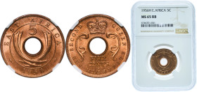 East Africa British colony 1956 H 5 Cents - Elizabeth II Bronze Heaton and Sons / The Mint Birmingham Limited (3000000) 5.77g NGC MS 65 KM 37 Schön 38...