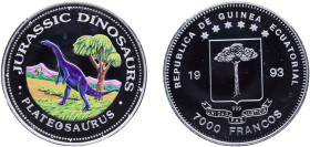 Equatorial Guinea Republic 1993 7000 Francos CFA (Plateosaurus) Silver (.999) 20.23g PF KM 147