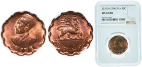 Ethiopia Empire EE 1936 (1944) 25 Santeem - Hailé Selassié I Brass Philadelphia Mint (30000000) 6.63g NGC MS 62 KM 36 Schön 32