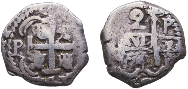 Bolivia Spanish colony 1741 P P 2 Reales - Philip V Silver (.917) Potosi Mint 6....