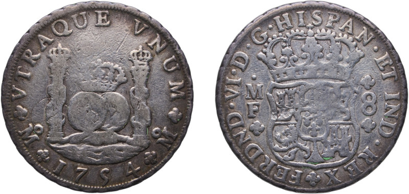 Mexico Spanish colony 1754 Mo MF 8 Reales - Fernando VI Silver (.917) Mexico Cit...