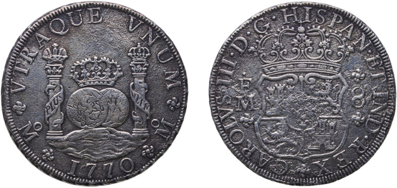 Mexico Spanish colony 1770 Mo FM 8 Reales - Carlos III Silver (.917) Mexico City...