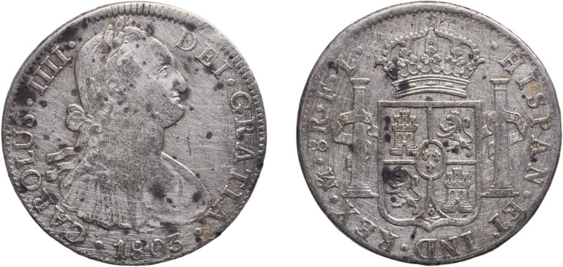 Mexico Spanish colony 1803 Mo FT 8 Reales - Carlos IV Silver (.903) Mexico City ...