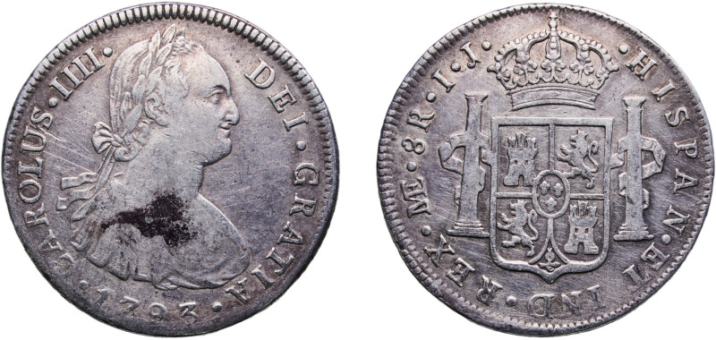 Peru Spanish colony 1793 LIMAE IJ 8 Reales - Carlos IV (Colonial Milled Coinage)...