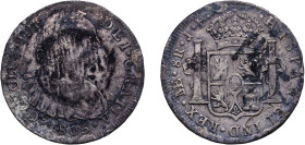 Peru Spanish colony 1805 LIMAE JP 8 Reales - Carlos IV (Chinese ink Chopmarked) Silver (.896) Lima Mint (4030000) 26.61g VF KM 97