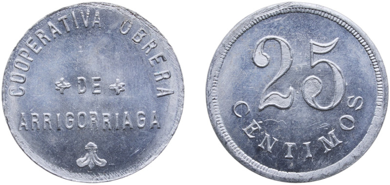 Spain 1930 - 1940 25 Centimos - Arrigorriaga Aluminium 1.02g UNC