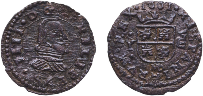 Spain Kingdom 1661 MD Y 8 Maravedis - Felipe IV Copper Madrid Mint 1.47g XF KM 1...