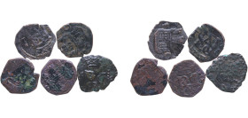Spain Kingdom 16th - 17th Centuries Coinage (Lot with 5 coins) Copper VF