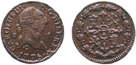 Spain Kingdom 1775 1 Maravedi - Carlos III Copper Segovia Mint 1.05g AU KM 405