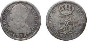 Spain Kingdom 1776 M PJ 2 Reales - Carlos III (2nd type) Silver (.813) Madrid Mint 5.23g VF KM 412