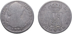 Spain Kingdom 1777 M PJ 2 Reales - Carlos III (2nd type) Silver (.813) Madrid Mint 5.51g VF KM 412