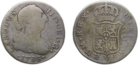 Spain Kingdom 1788 S C 2 Reales - Carlos III (2nd type) Silver (.813) Seville Mint 5.64g VF KM 412