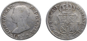 Spain Kingdom 1810 M AI 4 Reales - Jose I Bonaparte Silver (.812) Madrid Mint 5.8g VF KM 540