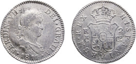 Spain Kingdom 1811 C CI 2 Reales - Fernando VII Silver (.812) Cádiz Mint 5.96g AU KM 460