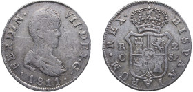 Spain Kingdom 1811 C SF 2 Reales - Fernando VII Silver (.812) Traveling mint of Catalonia 5.76g XF KM 474.2