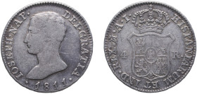 Spain Kingdom 1811 M AI 4 Reales - Jose I Bonaparte Silver (.812) Madrid Mint 5.8g VF KM 540