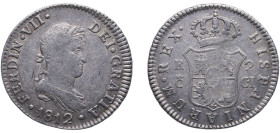 Spain Kingdom 1812 C CI 2 Reales - Fernando VII Silver (.812) Cádiz Mint 5.82g XF KM 460