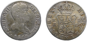 Spain Kingdom 1813 M GJ 2 Reales - Fernando VII Silver (.812) Madrid Mint 5.74g XF KM 474