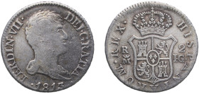 Spain Kingdom 1813 M IG 2 Reales - Fernando VII Silver (.812) Madrid Mint 5.71g XF KM 474