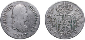 Spain Kingdom 1814 M GJ 2 Reales - Fernando VII Silver (.812) Madrid Mint 5.8g VF KM 460