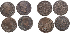 Spain Kingdom 1825 - 1833 2 Maravedis - Fernando VII (Lot of 4 Coins) Copper Segovia Mint VF
