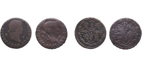 Spain Kingdom 1828 - 1829 2 Maravedis - Fernando VII (Lot with 2 coins) Copper Segovia Mint VF KM 487