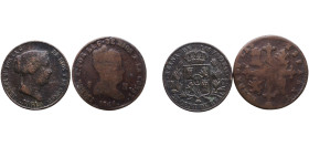 Spain Kingdom 1846 - 1816 Coinage (Lot with 2 coins) Copper VF