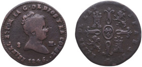 Spain Kingdom 1846 2 Maravedis - Isabel II Copper Segovia Mint 2.02g VF KM 532