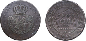 Spain Kingdom 1848 M ½ Real - Isabel II Copper Madrid Mint 18.88g VF Damage KM 591.2