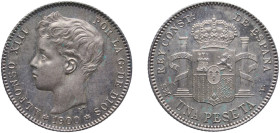Spain Kingdom 1900 &#128972;19-00 SMV 1 Peseta - Alfonso XIII (3rd portrait) Silver (.835) Madrid Mint (18650000) 4.93g UNC KM 706