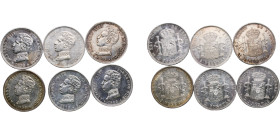 Spain Kingdom 1905 *19-05 SMV 2 Pesetas - Alfonso XIII (Lot with 6 coins) Silver (.835) Madrid Mint UNC KM 725