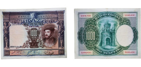 Spain Kingdom 1925 1000 Pesetas Paper AU Doblez central P 70