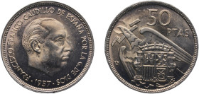 Spain Kingdom 1957 &#128972;60 50 Pesetas - Francisco Franco Copper-nickel Madrid Mint (24845000) 12.46g UNC KM 788 Schön 36
