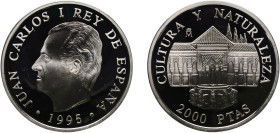 Spain Kingdom 1995 M 2000 Pesetas - Juan Carlos I (The Alhambra) Silver (.925) Madrid Mint (7131) 27g PF KM 938