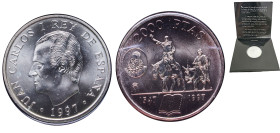 Spain Kingdom 1997 M 2000 Pesetas - Juan Carlos I (Cervantes) Silver (.925) Madrid Mint (2587750) 18g BU KM 999