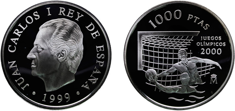 Spain Kingdom 1999 M 1000 Pesetas - Juan Carlos I (2000 Summer Olympics) Silver ...