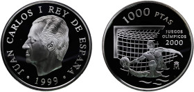 Spain Kingdom 1999 M 1000 Pesetas - Juan Carlos I (2000 Summer Olympics) Silver (.925) Madrid Mint (27103) 13.5g PF KM 1009