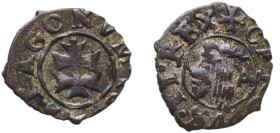 Spain Kingdom of Aragon Spanish states 1670 - 1680 CA Denier - Karolus II Copper Zaragoza Mint 0.55g VF KM 50