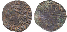 Spain Kingdom of Castile and Leon 1369 - 1373 Cruzado - Enrique II Billon 0.97g VF AB 458