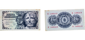 Spain Nationalist Government 1947 5 Pesetas AU Stains