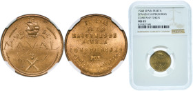 Spain Nationalist Government 1948 1 Peseta (Naval) Aluminium bronze NGC MS 65