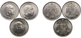Spain Nationalist Government 1949 *19-50 5 Pesetas - Francisco Franco (Lot with 3 coins) Nickel Madrid Mint UNC KM 778
