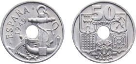 Spain Nationalist Government 1949 &#128972;19-51 50 Centimos (Anchor; Arrows down) Copper-nickel Madrid Mint (990000) 4g UNC KM 776