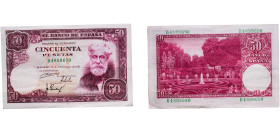 Spain Nationalist Government 1951 50 Pesetas Paper AU Doblez central P 141
