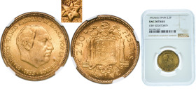 Spain Nationalist Government 1953 2½ Pesetas - Francisco Franco (The label NGC description star 65 but haven´t the year, should be star 56) Aluminium ...