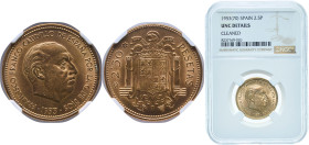 Spain Nationalist Government 1953 &#128972;70 2½ Pesetas - Francisco Franco Aluminium bronze Madrid Mint (6000) 7g NGC UNC Cleaned KM 785 Schön 29