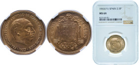 Spain Nationalist Government 1953 &#128972;71 2½ Pesetas - Francisco Franco Aluminium bronze Madrid Mint (10000) 7g NGC MS 64 KM 785 Schön 29
